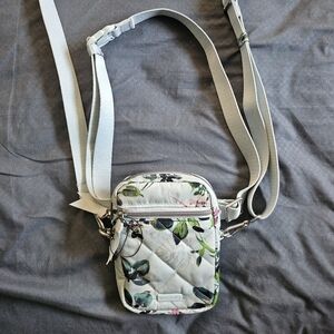 Vera Bradley White and Green Crossbody Bag with Floral Design